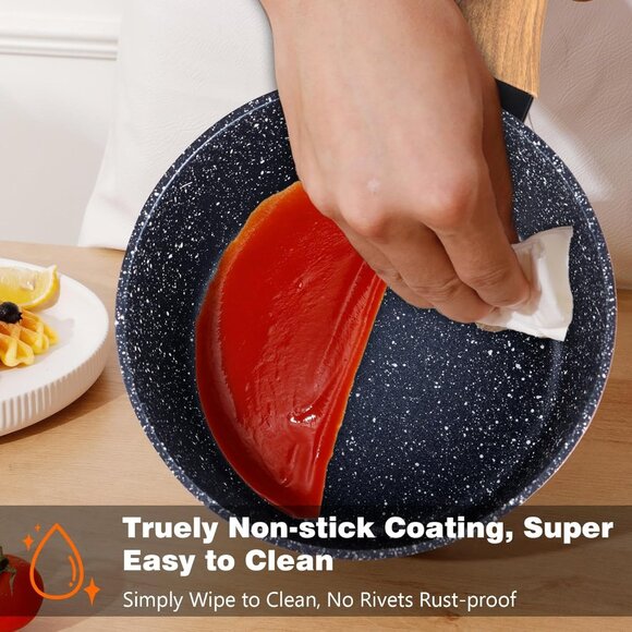 Vermonga Non-Stick Saucepan with Lid, 2QT Small Pot with Granite Coating, Chef's - Picture 5 of 8